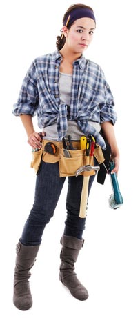 Woman wearing a tool belt